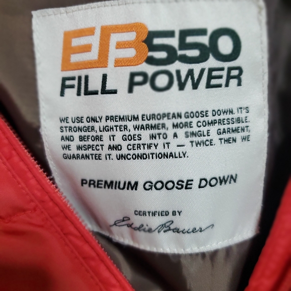 Eddie Bauer Vibrant Red Goose Down Puffer Jacket - Picture 4 of 4